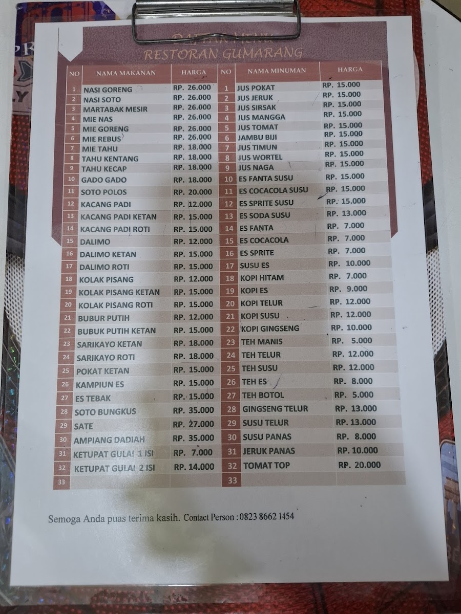 Menu Rumah Makan Gumarang-1